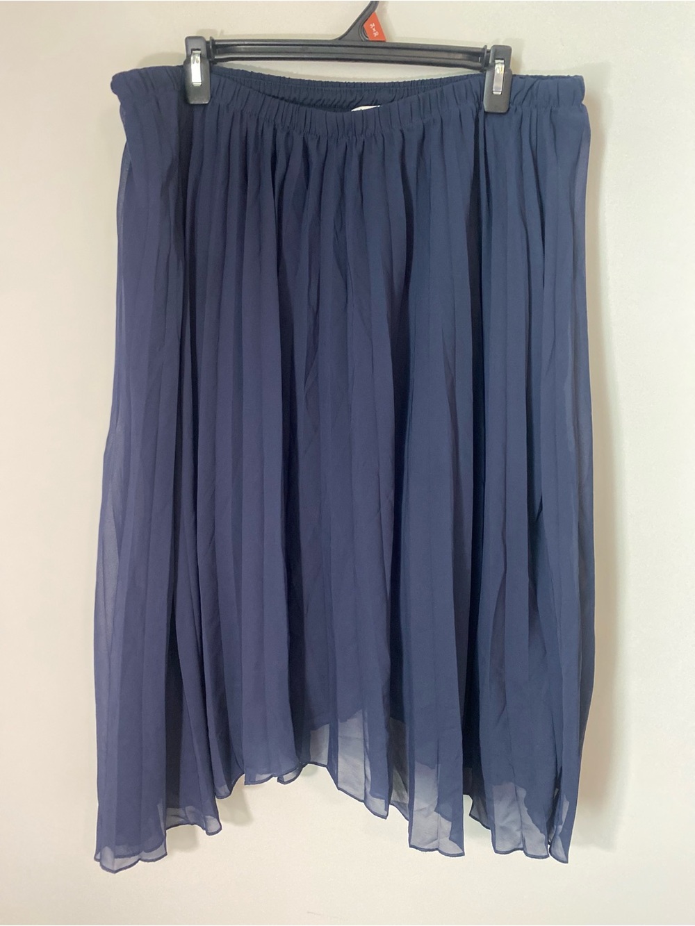 Cato Asymmetrical Pleated Chiffon Skirt in Navy Blue